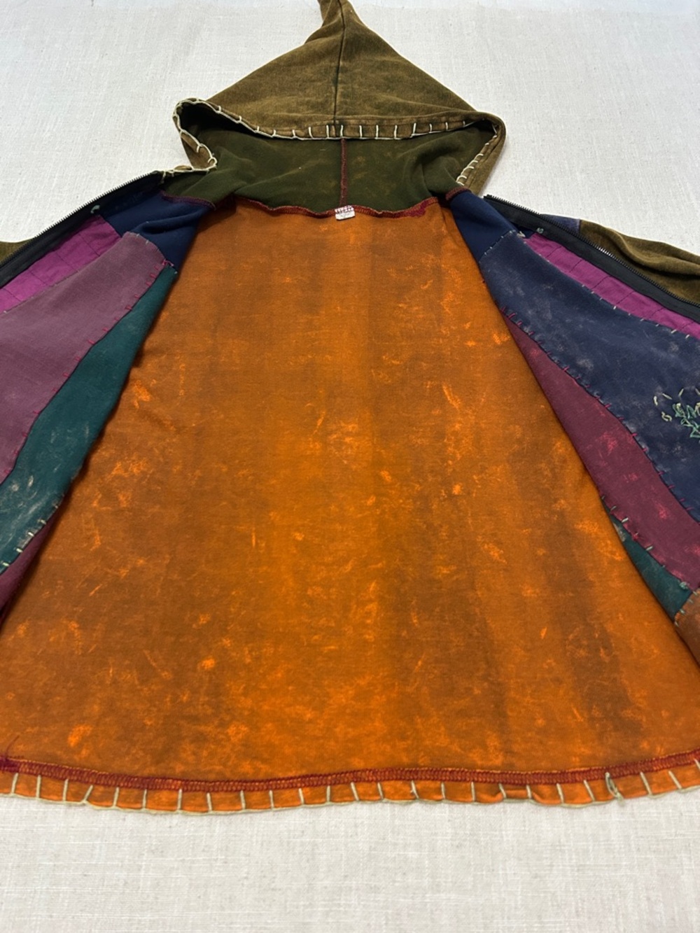 Vintage Y2K Bohemian Hoodie Patchwork Festival Witchy Elfin Embroidered - Picture 11 of 16